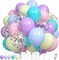 Pastel Balloons, Multicolor Macaron Balloons Latex Party Balloons, Baby Pink Blue Balloons Purple Yellow and Teal Balloons Rainbow Confetti Balloons for Kids Pastel Birthday Easter Party Baby Shower